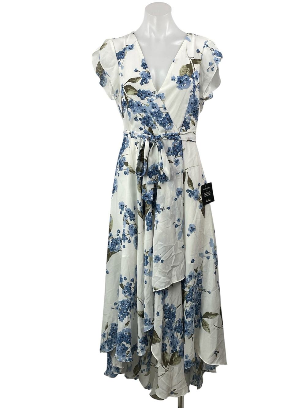 NEW Lulus French Country Side White Floral Asymmetrical Hem Hi-Low Dress Size L